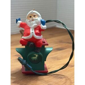 1984 Hallmark Santa Claus Train Christmas Ornament‎ Light Up Reindeer